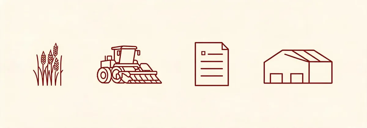 Illustrated procurement route from farm brief to quotation comparison